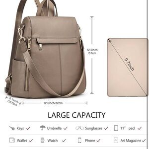 Women's Taupe Faux Leather Backpack Purse - Versatile Everyday Tote